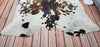 Large Cowhide Area Rug Tricolor 7.5ft x 7ft