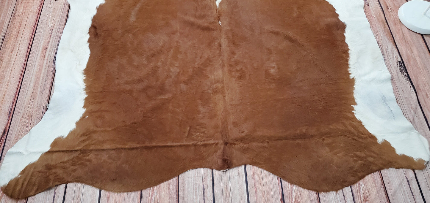 Brown Hereford Cowhide Rug 7ft x 6.6ft