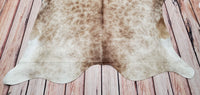 Speckled Beige Cowhide Rug 6.3ft x 5.6ft