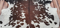 Large Tricolor Real Cowhide Rug 7.5ft x 6.1ft