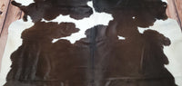 Small Dark Cowhide Rug Tricolor 6.4ft x 6.4ft
