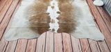 Brown White Cowhide Rug 7ft x 6.2ft
