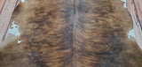 Genuine Cowhide Rug Dark Brindle Tricolor 6.6ft x 6.7ft