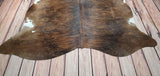 Genuine Cowhide Rug Dark Brindle Tricolor 6.6ft x 6.7ft