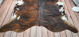 Extra Large Natural Dark Brown Brindle Cowhide Rug 7.5ft x 6.8ft