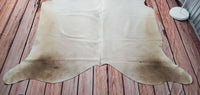 Beige And White Cowhide Rug 7.8ft x 6.5ft
