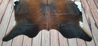 Small Cowhide Rug Brown Black 6ft x 5.1ft