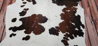 Small Tricolor Natural Cowhide Rug 6ft x 5.4ft
