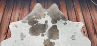 Small Grey White Cowhide Rug 5.4ft X 5.4ft