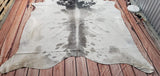 Cowhide rug grey white Brazilian 6.6ft x 6.6ft