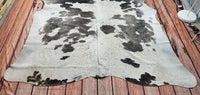 Brazilian Real Cowhide Rug Grey White 7.7ft x 6.8ft