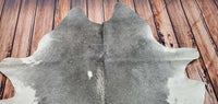 Large Grey White Cow Hide Rug 6.6ft x 6ft
