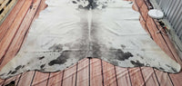 Grey White Cow hide Rug 7.4ft x 7ft