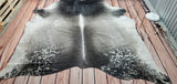 Grey White Natural Cowhide Rug 7.8ft x 7ft