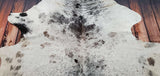 Genuine Black White Speckled Cowhide Rug 7.9ft x 6.7ft