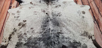Genuine Black White Speckled Cowhide Rug 7.9ft x 6.7ft