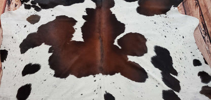 Large Tricolor Cow Hide Rug 7.4ft x 7ft