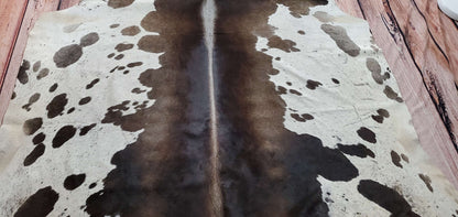 Charcoal Grey White Cowhide Rug 7.9ft x 7ft