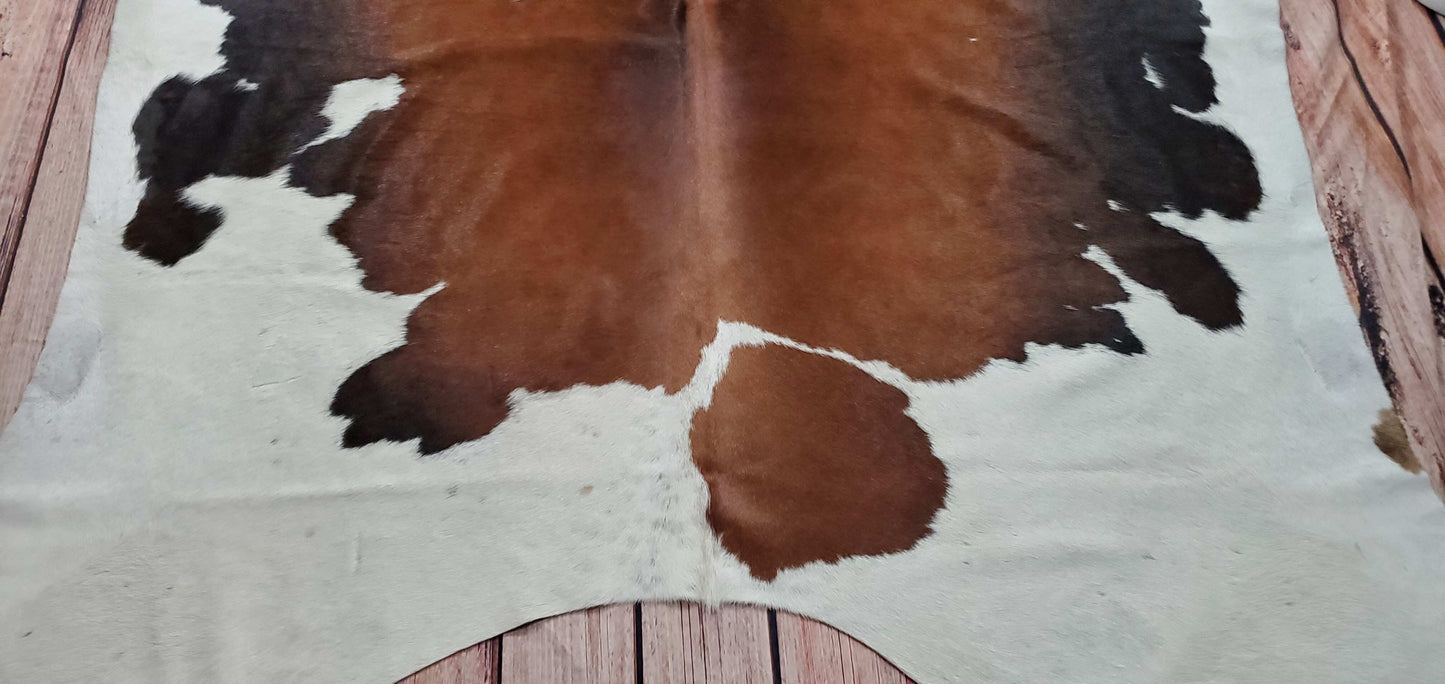 Real TriColor Cowhide Rug 7.3ft x 6.3ft