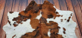 Spotted Tricolor Cowhide Rug Brown White 6.3ft x 6ft