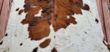 Spotted Tricolor Cowhide Rug Brown White 6.3ft x 6ft