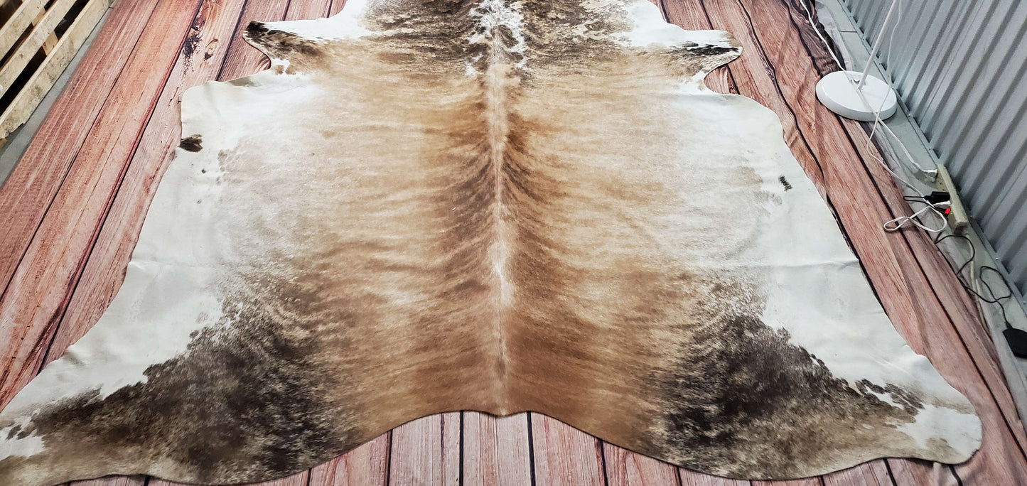 Tan Neutral Cowhide Rug 7ft x 6ft