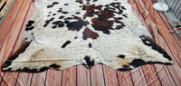 Speckled Dark Brown Cowhide Rugs 7ft x 6.8ft