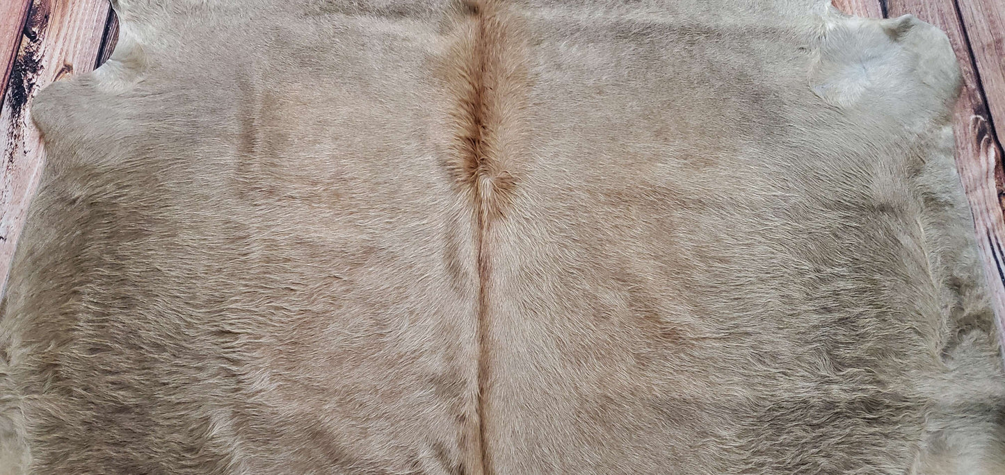 Natural Solid Champagne Cowhide Rug 6.6ft x 6.6ft