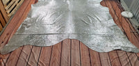 Large Silver Metallic Cowhide Rug 8.3ft x 7.3ft