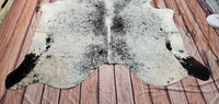Natural Black White Speckled Cowhide Rug 6.4ft x 5.8ft