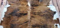 Small Cowhide Rug Speckled Brown White 6.4ft x 6.2ft