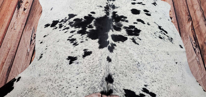Exotic Spotted Black White Cowhide Rug 7.5ft x 6.2ft