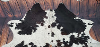 Dark Brown Speckled Cowhide Rug 8.1ft x 6.9ft