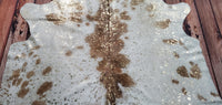gold metallic brown cowhide rug 7.5ft x 6.5ft