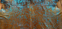 Metallic Turquoise Cowhide Rug 7.5ft x 6ft