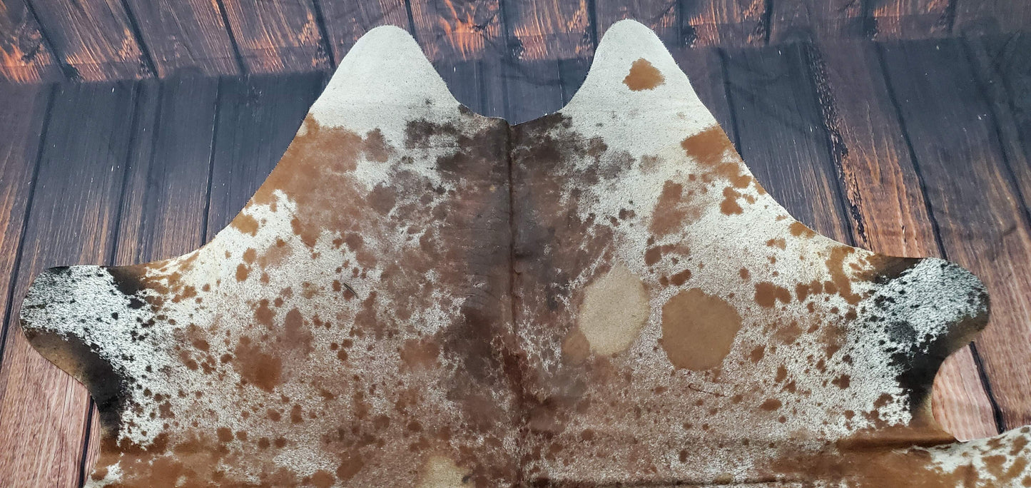 Speckled Cowhide Rug Brown White 6.5ft x 6ft