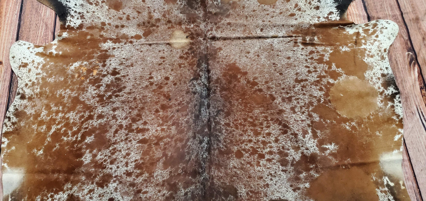 Speckled Cowhide Rug Brown White 6.5ft x 6ft