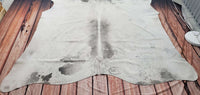 Gray White Cowhide Rug 7.5ft x 7ft