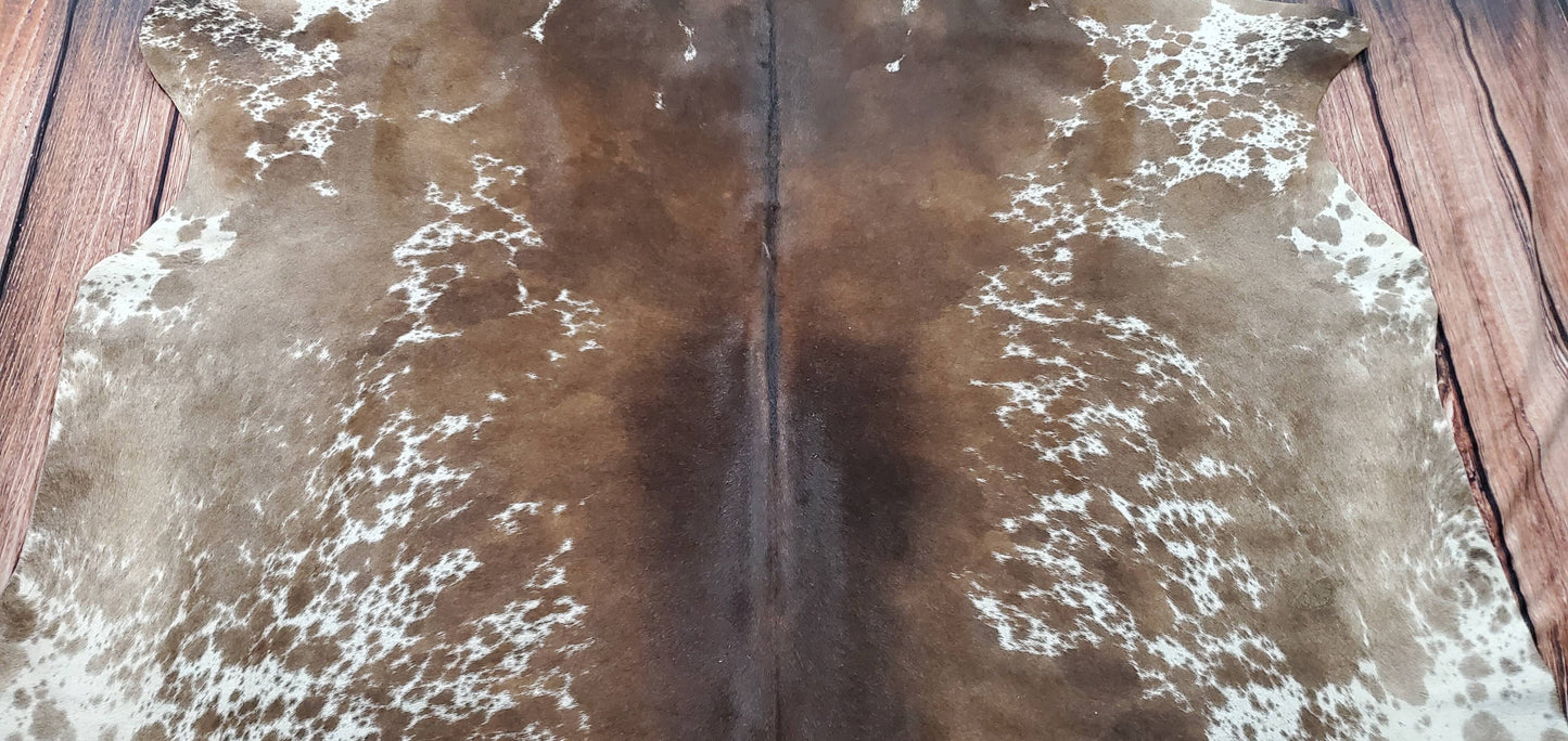 mini dark speckled cowhide rug 6.8ft x 6.5ft