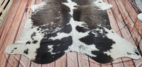 Large Grey white Cowhide Rug 8.3ft x 6.6ft