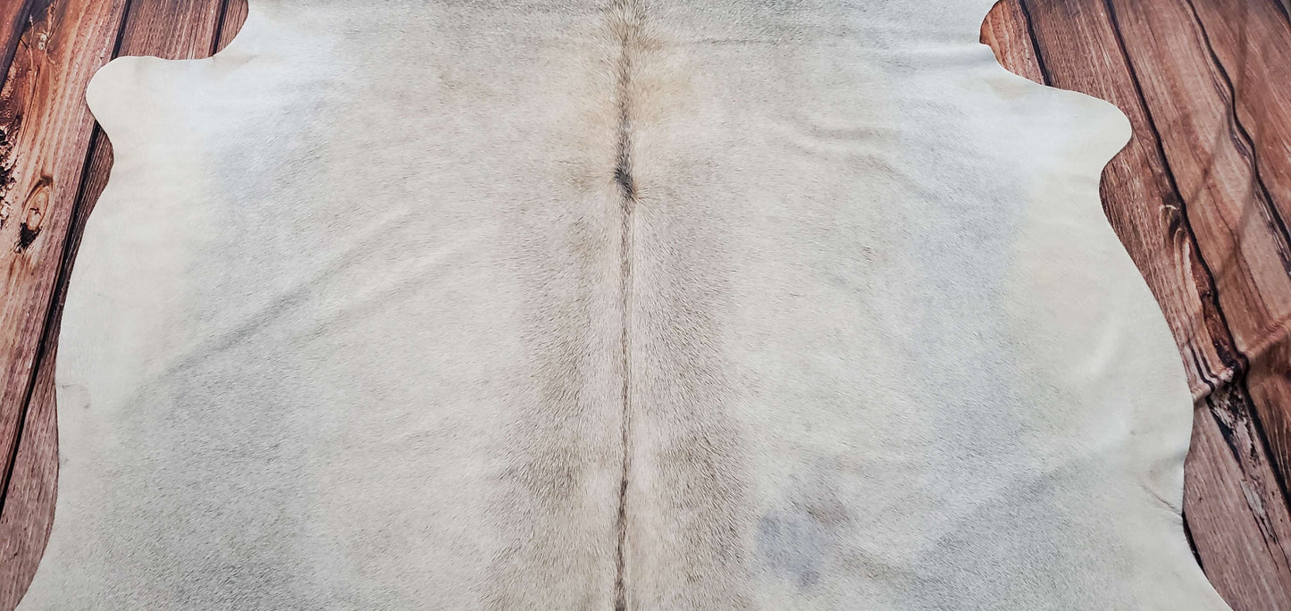 Ivory Grey Cowhide Rug 7.5ft x 6ft