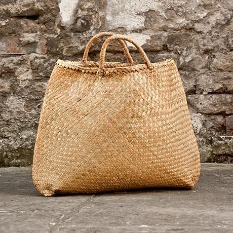 Straw tote Bag french basket Double handle flat leather and rope | French  Baskets