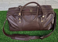 Brown Leather Holdall Duffel Bag