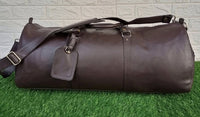 Real Dark Leather Holdall Bag