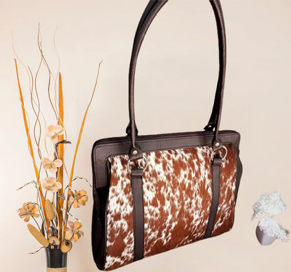 Cowhide Satchel Purse Bag