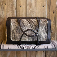 Real Cowhide Grey Weekender Bag