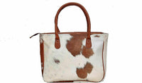 Brown White Cowhide Handbag