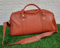 Pumpkin Orange Leather Weekender Bag