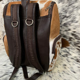 Natural Cowhide Backpack Brown White