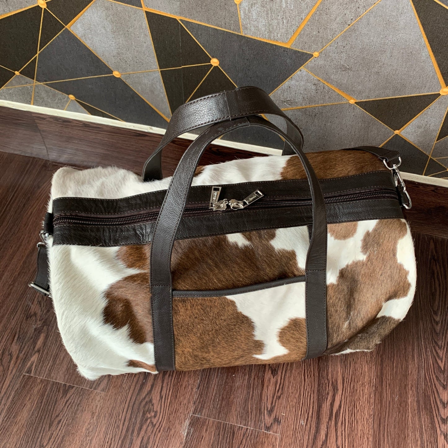 Cowhide Overnight Travel Bag